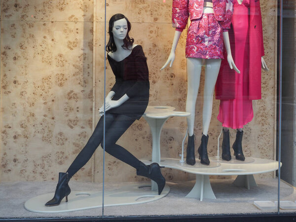 LONDON, UK - CIRCA OCTOBER 2022: Mannequin in shop window