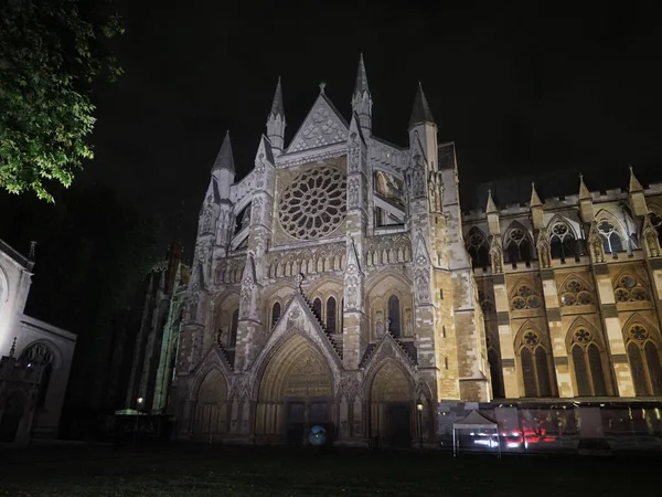 Westminster Abbey Anglikan Kilisesi Londra Ngiltere Gece — Stok fotoğraf