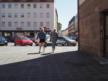 NUERNBERG, ALMANY - CIRCA HAZİRAN 2022: Eski şehir merkezi manzarası