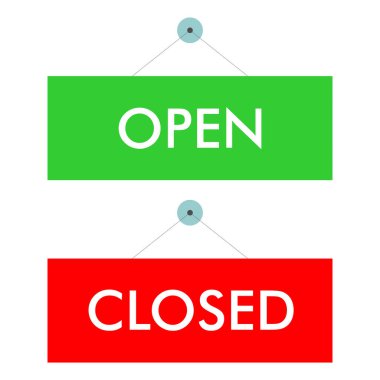 yeşil açık ve kırmızı dükkan penceresi işaretleri