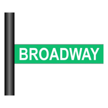 Broadway sokak tabelası beyaz arkaplanda izole