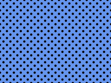 black polka dots pattern over cornflower blue useful as a background