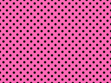 black polka dots pattern over hot pink useful as a background