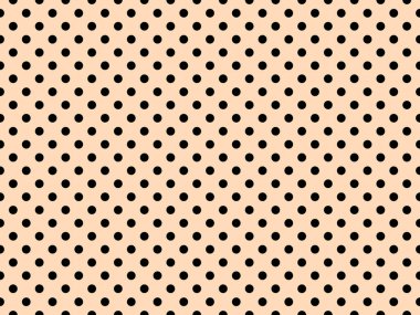 black polka dots pattern over peach puff useful as a background