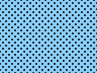 black polka dots pattern over light sky blue useful as a background