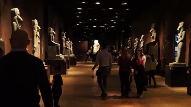 Turin Italy Circa January 2023 Tourists Visiting Museo Egizio Translation — 图库视频影像