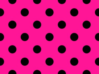 black colour polka dots pattern over deep pink useful as a background