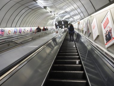 LONDON, UK - CIRCA OCTOBER 2022: London Underground Tube station escalators