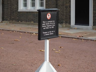 LONDON, UK - CIRCA OCTOBER 2022: This is a protected site under section 128 of the serious organised crime and police act 2005 trespass on this site is a criminal offence