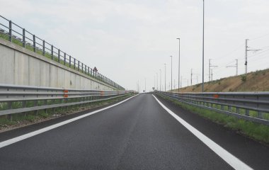 perspective view of a street from driver point of view