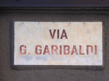 Via Giuseppe Garibaldi street sign in Italy
