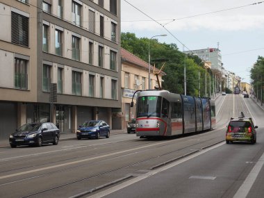 BRNO, CZECH REPUBLIC - CIRCA SEPTEMBER 2022: Tramway public transport train