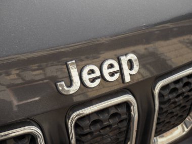 TURIN, ITALY - CIRCA FEBRUARY 2023: Jeep car sign