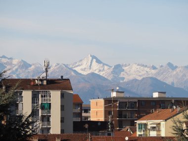 Skyline view of the Alps mountains in Piedmont, Italy