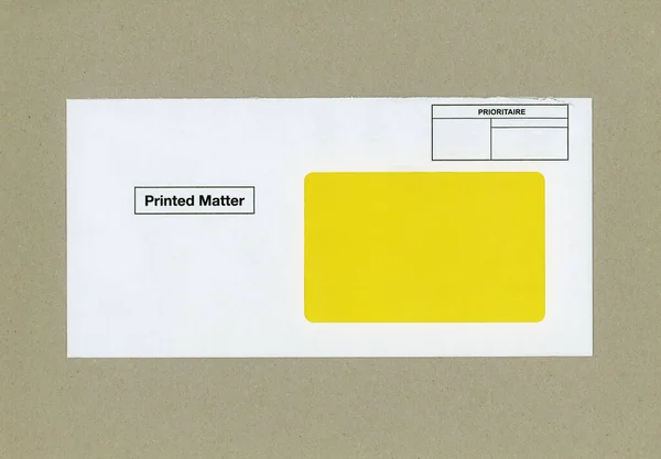 White Letter Envelope Blank Yellow Label Copy Space — Stock Photo, Image