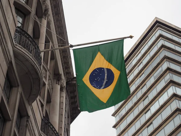 Бразильський Прапор Посольстві Бразилії Лондоні Велика Британія — стокове фото