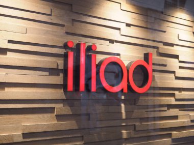 TURIN, ITALY - CIRCA SEPTEMBER 2022: Iliad storefront sign clipart