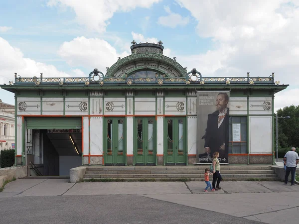 Vienna Αυστρια Circa Σεπτεμβριοσ 2022 Otto Wagner Pavillon Karlsplatz — Φωτογραφία Αρχείου