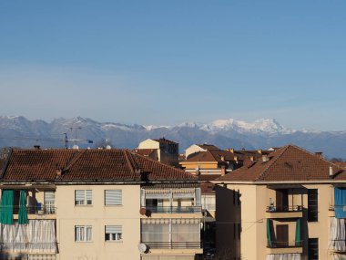 Skyline view of the Alps mountains in Piedmont, Italy