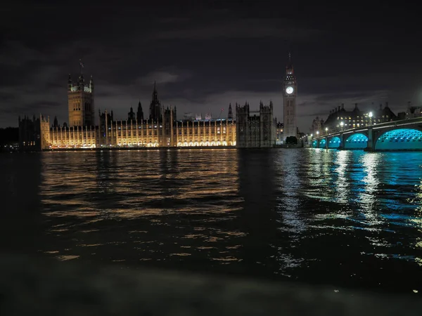 Casas Parlamento Ponte Westminster Noite Londres Reino Unido — Fotografia de Stock