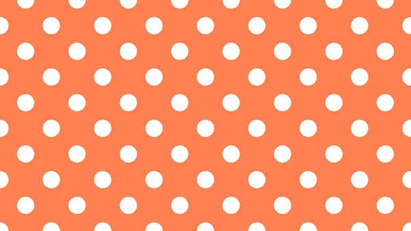 珊瑚橙色上的白色圆点图案作为背景很有用 — 图库矢量图片