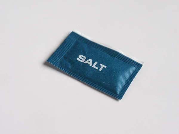 Single Dose Salt Sachet Restaurants Pubs — Stok fotoğraf