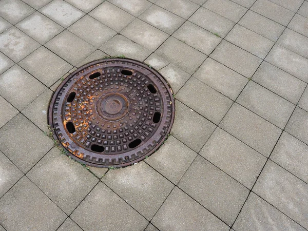 Bratislava Slovakia Circa September 2022 Detail Old Rusted Manhole — 图库照片