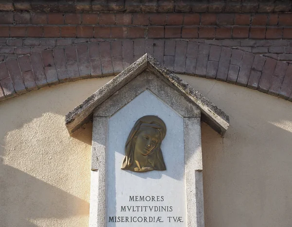 Collegno Italy Circa January 2023 Virgin Mary War Memorial Latin — Stock Photo, Image