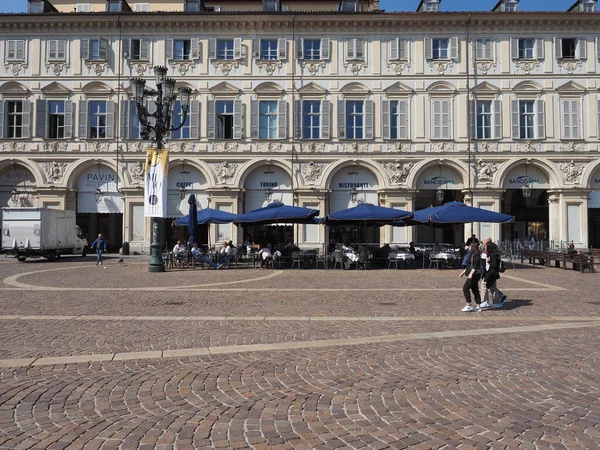 Turin Itália Circa Septembro 2022 Pessoas Piazza San Carlo Square — Fotografia de Stock