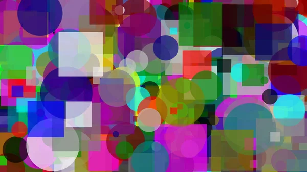 Fond Abstrait Composé Cercles Carrés Multicolores — Photo