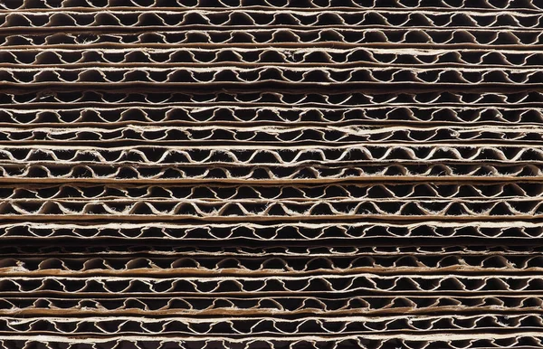 Tekstur Karton Corrugated Coklat Berguna Sebagai Latar Belakang — Stok Foto