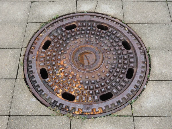 Bratislava Slovakia Circa September 2022 Detail Old Rusted Manhole — 图库照片