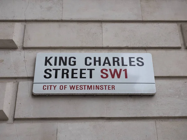 stock image LONDON, UK - CIRCA OCTOBER 2022: King Charles street sign in the City of Westminster