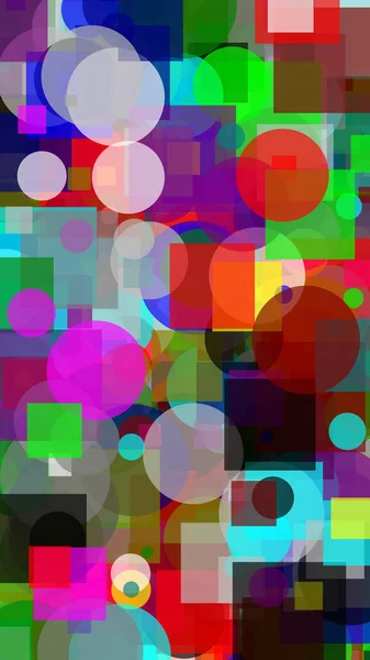 Fundo Abstrato Feito Círculos Multicoloridos Formas Quadradas — Fotografia de Stock