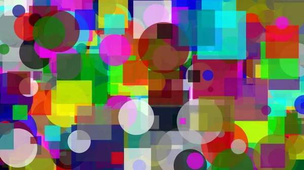 Sfondo Astratto Fatto Cerchi Multicolori Forme Quadrate — Foto Stock