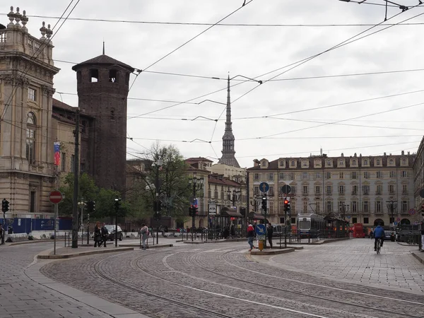 Turin Italia Circa Aprilie 2023 Piața Piazza Castello — Fotografie, imagine de stoc