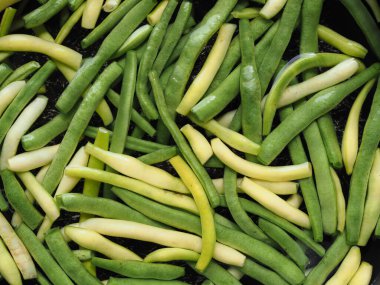 yeşil ve sarı çalı fasulyesi vejetaryen yemeği