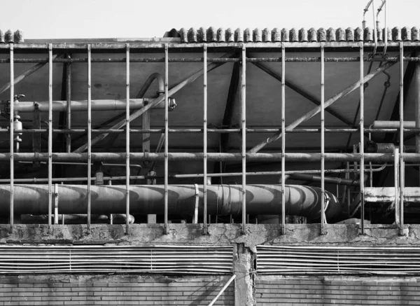 Industrial Ruins Old Abandoned Factory Black White — Stock Photo, Image