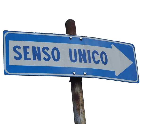 Regulatory Signs Senso Unico Translation One Way Traffic Sign Isolated — стоковое фото