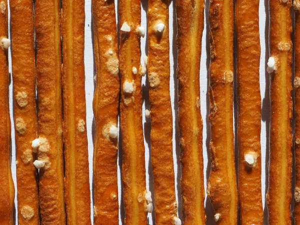 Τραγανό Ψημένο Αλατισμένο Πρέτσελ Μπαστούνια Σνακ Ψημένο Φαγητό Χρήσιμο Φόντο — Φωτογραφία Αρχείου