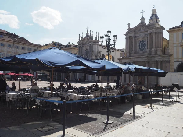 Turin Talya Crca Eylül 2022 Piazza San Carlo Meydanı Ndaki — Stok fotoğraf