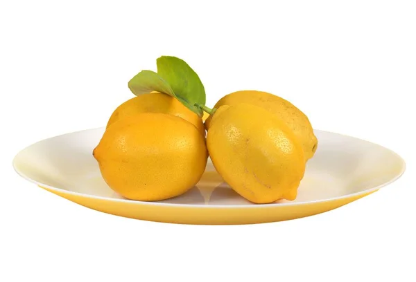 Čtyři Citrony Misce Izolované Přes Průhledné Pozadí Png — Stock fotografie