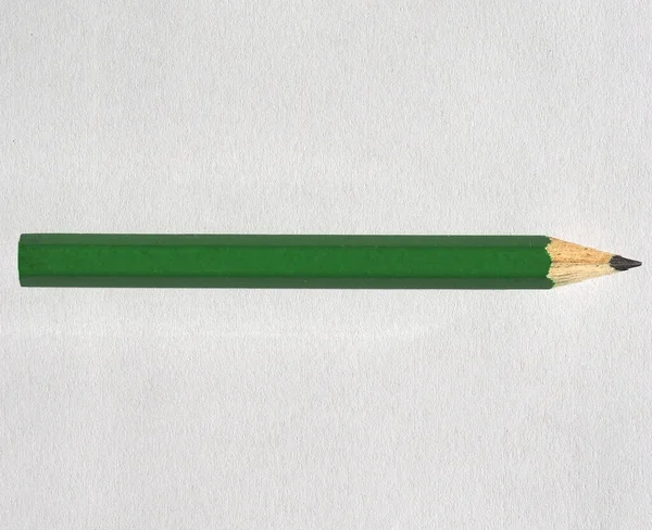 Lápis Verde Folha Papel Branco Com Espaço Cópia — Fotografia de Stock