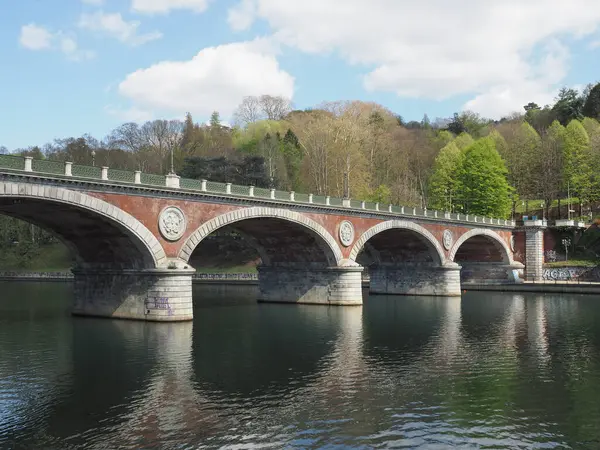 Turin Italien Circa April 2023 Ponte Isabellabron Över Floden — Stockfoto