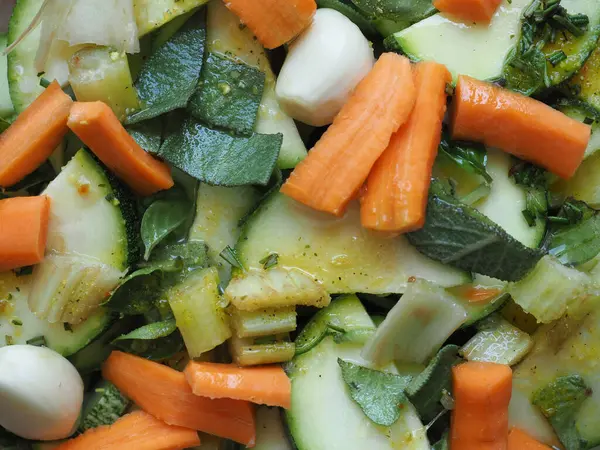 Vegetable Stew Zucchini Carrots Garlic — Zdjęcie stockowe