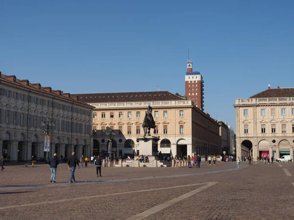 Turin Italien Circa September 2022 Menschen Auf Der Piazza San — Stockfoto