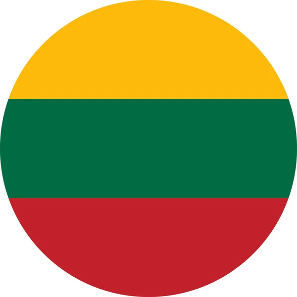 Redonda Bandeira Nacional Lituana Lituânia Europa —  Vetores de Stock