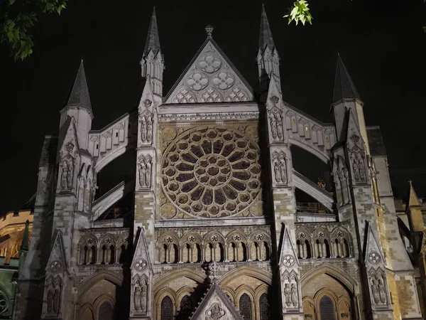 Westminster Abbey Biserica Anglicană Noaptea Londra Marea Britanie — Fotografie, imagine de stoc