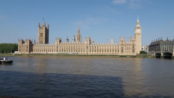 Parlamentsgebäude Und Themse London Großbritannien — Stockvideo