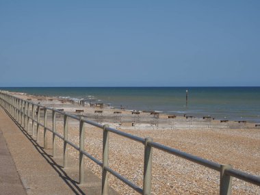 İngiltere, Bexhill 'de deniz manzaralı bir plaj.